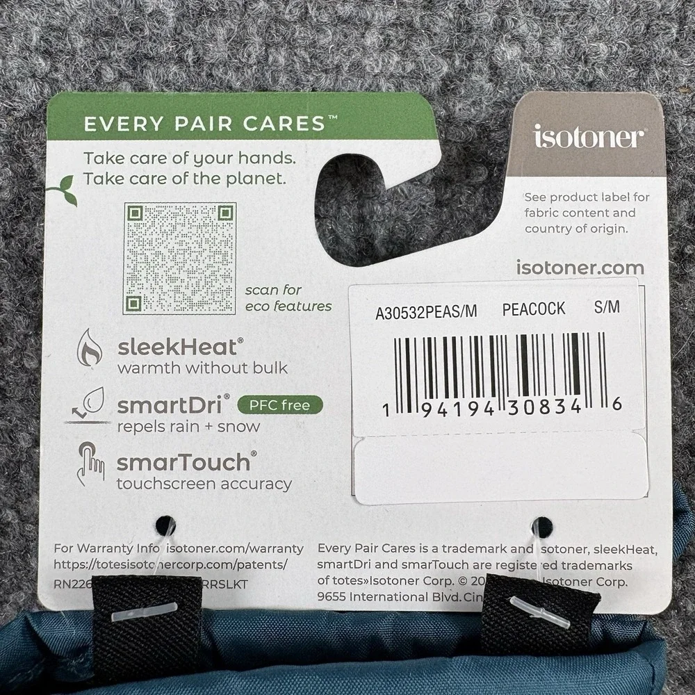 Isotoner Gloves Women S/M Peacock SleekHeat SmartTouch Winter Ski Quilted NWT